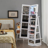 NNECW 360° Swivel Jewelry Cabinet with Full-Length Mirror-White