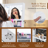 NNECW 360° Swivel Jewelry Cabinet with Full-Length Mirror-White