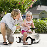 NNECW Kids Sit to Stand Vehicle with Working Steering Wheel for Boys &amp; Girls -White