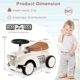 NNECW Kids Sit to Stand Vehicle with Working Steering Wheel for Boys &amp; Girls -White