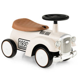 NNECW Kids Sit to Stand Vehicle with Working Steering Wheel for Boys &amp; Girls -White