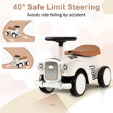 NNECW Kids Sit to Stand Vehicle with Working Steering Wheel for Boys &amp; Girls -White