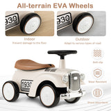 NNECW Kids Sit to Stand Vehicle with Working Steering Wheel for Boys &amp; Girls -White