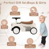 NNECW Kids Sit to Stand Vehicle with Working Steering Wheel for Boys &amp; Girls -White