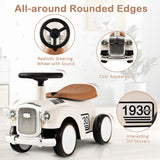 NNECW Kids Sit to Stand Vehicle with Working Steering Wheel for Boys &amp; Girls -White