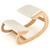 NNECW Wood Rocking Posture Chair with Soft Cushion-Beige