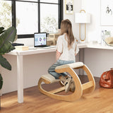 NNECW Wood Rocking Posture Chair with Soft Cushion-Beige