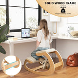 NNECW Wood Rocking Posture Chair with Soft Cushion-Beige