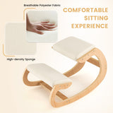 NNECW Wood Rocking Posture Chair with Soft Cushion-Beige