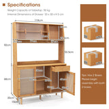 NNECW Bamboo Buffet Cabinet with Hutch for Kitchen/Dining Room