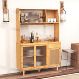 NNECW Bamboo Buffet Cabinet with Hutch for Kitchen/Dining Room