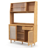 NNECW Bamboo Buffet Cabinet with Hutch for Kitchen/Dining Room