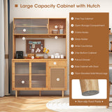 NNECW Bamboo Buffet Cabinet with Hutch for Kitchen/Dining Room