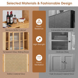 NNECW Bamboo Buffet Cabinet with Hutch for Kitchen/Dining Room