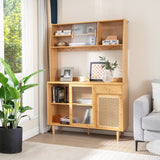 NNECW Bamboo Buffet Cabinet with Hutch for Kitchen/Dining Room