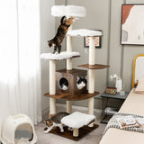 NNECW 179 CM Tall 7-Layer Wooden Cat Tree with Sisal Scratching Posts