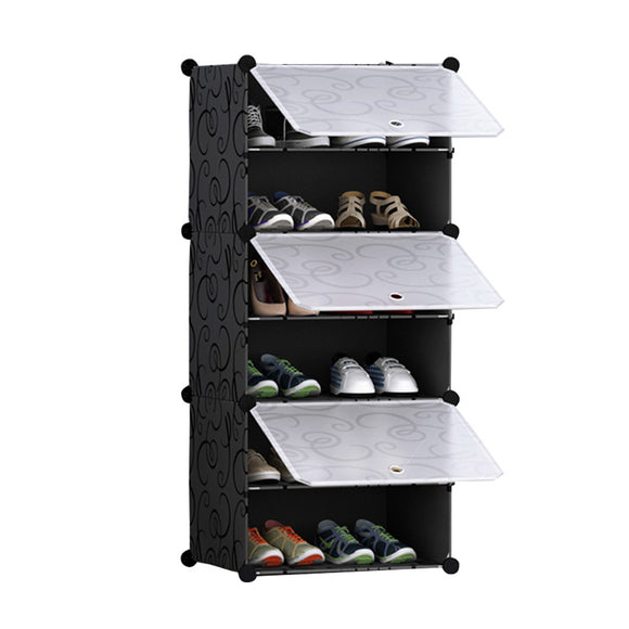 NNEAGS 6 Tier Shoe Rack Organizer Sneaker Footwear Storage Stackable Stand Cabinet Portable Wardrobe with Cover