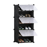 NNEAGS 6 Tier Shoe Rack Organizer Sneaker Footwear Storage Stackable Stand Cabinet Portable Wardrobe with Cover