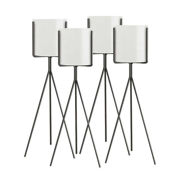 NNEAGS 4X 70cm Tripod Flower Pot Plant Stand with White Flowerpot Holder Rack Indoor Display