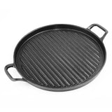 NNEAGS 28cm Ribbed Cast Iron Frying Pan Skillet Coating Steak Sizzle Platter