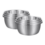 NNEAGS 2X Stainless Steel Nesting Basin Colander Perforated Kitchen Sink Washing Bowl Metal Basket Strainer Set of 3