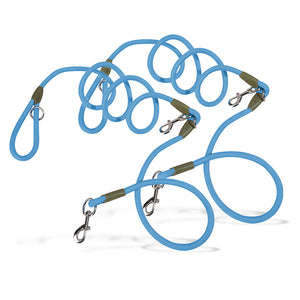 NNEAGS 2X 220cm Multifunction Hands-Free Rope Pet Cat Dog Puppy Double Ended Leash for Walking Training Tracking Obedience Blue