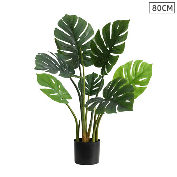 NNEAGS 80cm Artificial Indoor Potted Turtle Back Fake Decoration Tree Flower Pot Plant