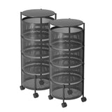 NNEAGS 2X 4 Tier Steel Round Rotating Kitchen Cart Multi-Functional Shelves Portable Storage Organizer with Wheels
