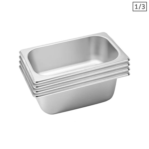 NNEAGS 4X GN Pan Full Size 1/3 GN Pan 10cm Deep Stainless Steel Tray