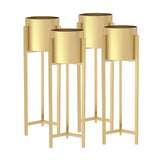 NNEAGS 4X 75cm Gold Metal Plant Stand with Flower Pot Holder Corner Shelving Rack Indoor Display