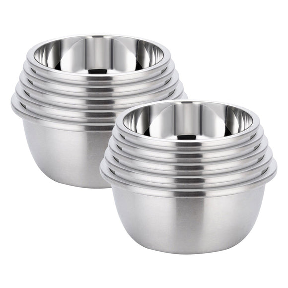 NNEAGS 2X 5Pcs Deepen Polished Stainless Steel Stackable Baking Washing Mixing Bowls Set Food Storage Basin