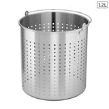 NNEAGS 12L 18/10 Stainless Steel Perforated Stockpot Basket Pasta Strainer with Handle