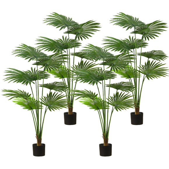 NNEAGS 4X 150cm Artificial Natural Green Fan Palm Tree Fake Tropical Indoor Plant Home Office Decor