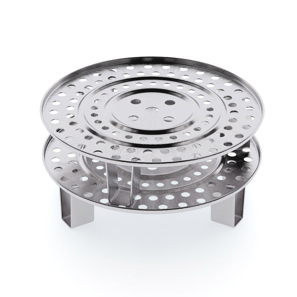 NNEAGS 2X 43cm Stainless Steel Steamer Insert Stock Pot Steaming Rack Stockpot Tray