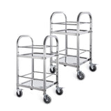 NNEAGS 2X 2 Tier 500x500x950 Stainless Steel Square Tube Drink Wine Food Utility Cart