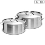 NNEAGS Stock Pot 9L 17L Top Grade Thick Stainless Steel Stockpot 18/10