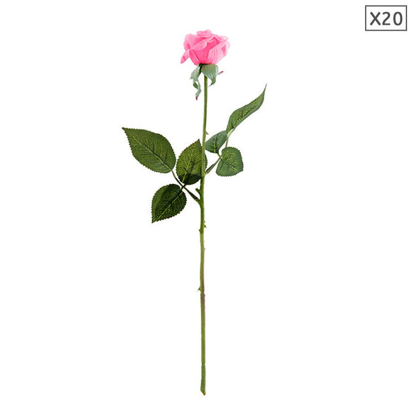 NNEAGS 20pcs Artificial Silk Flower Fake Rose Bouquet Table Decor Pink