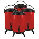 NNEAGS 4X 10L Stainless Steel Insulated Milk Tea Barrel Hot and Cold Beverage Dispenser Container with Faucet Red