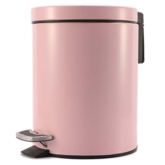 NNEAGS Foot Pedal Stainless Steel Rubbish Recycling Garbage Waste Trash Bin Round 12L Pink