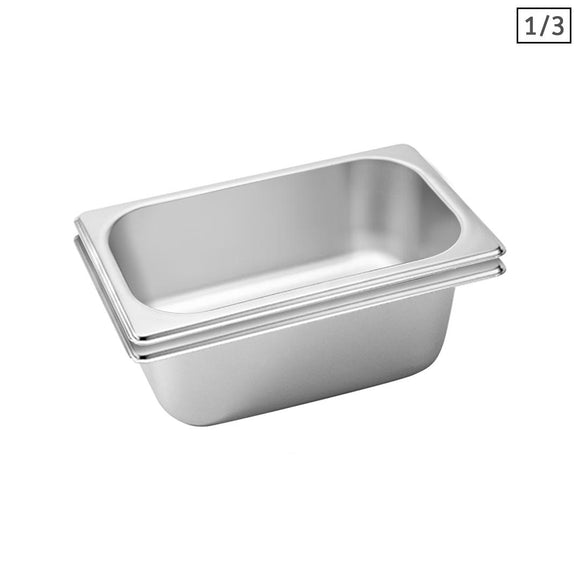 NNEAGS 2X GN Pan Full Size 1/3 GN Pan 10cm Deep Stainless Steel Tray