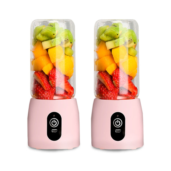 NNEAGS 2X Portable Mini USB Rechargeable Handheld Juice Extractor Fruit Mixer Juicer Pink