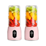 NNEAGS 2X Portable Mini USB Rechargeable Handheld Juice Extractor Fruit Mixer Juicer Pink