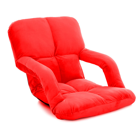NNEAGS Foldable Lounge Cushion Adjustable Floor Lazy Recliner Chair with Armrest Red