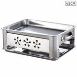 NNEAGS 45cm Portable Stainless Steel Outdoor Chafing Dish BBQ Fish Stove Grill Plate
