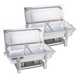 NNEAGS 2X Double Tray Stainless Steel Chafing Catering Dish Food Warmer
