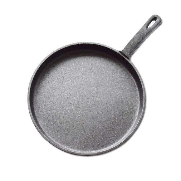 NNEAGS 26cm Round Cast Iron Frying Pan Skillet Griddle Sizzle Platter