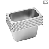 NNEAGS 6X GN Pan Full Size 1/3 GN Pan 15cm Deep Stainless Steel Tray