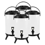 NNEAGS 4X 10L Stainless Steel Insulated Milk Tea Barrel Hot and Cold Beverage Dispenser Container with Faucet White