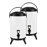 NNEAGS 2X 14L Stainless Steel Insulated Milk Tea Barrel Hot and Cold Beverage Dispenser Container with Faucet White