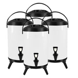 NNEAGS 4X 16L Stainless Steel Insulated Milk Tea Barrel Hot and Cold Beverage Dispenser Container with Faucet White